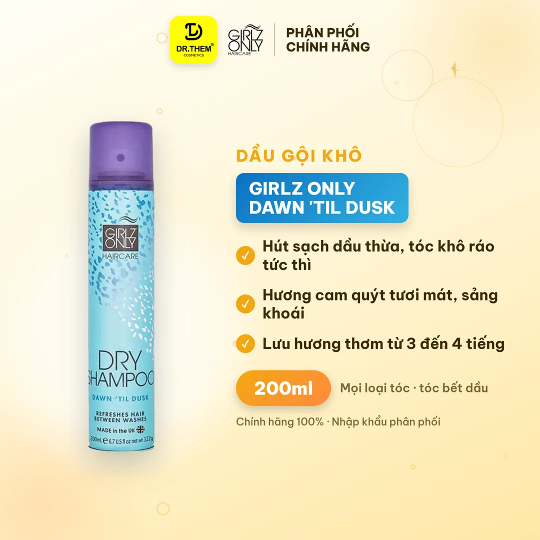 Dầu Gội Khô Girlz Only Dry Shampoo Dawn 'Til Dusk Hương Cam Quýt Tươi Mát 200ml