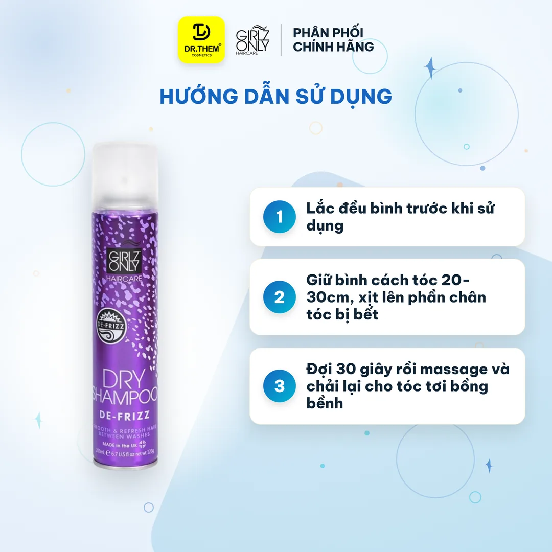 Dầu Gội Khô Girlz Only Dry Shampoo De-Frizz Cho Tóc Bết Rối Và Tóc Xoăn Khô 200ml 3
