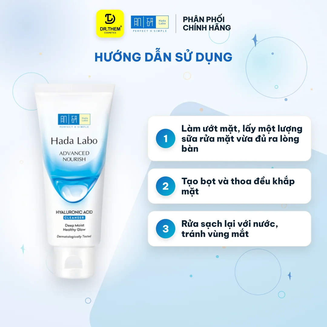 Sữa Rửa Mặt Hada Labo Advanced Nourish Cleanser Dưỡng Ẩm Tối Ưu HA SHA Nano HA Cho Da Khô Thiếu Ẩm 80g 5