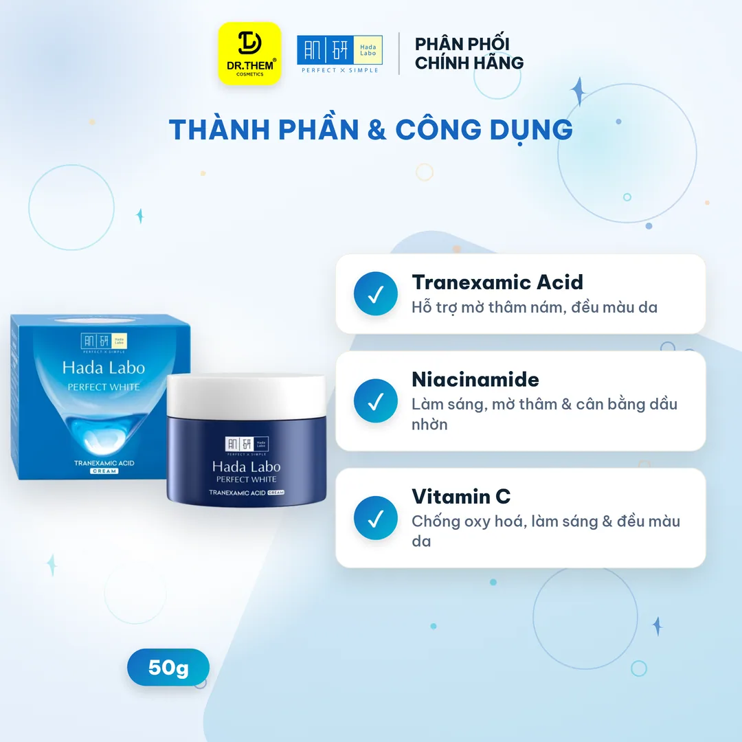 Kem Dưỡng Trắng Hada Labo Perfect White Tranexamic Acid Cream Khóa Ẩm Sáng Da Hỗ Trợ Mờ Thâm Sạm Cho Mọi Loại Da 50g 8