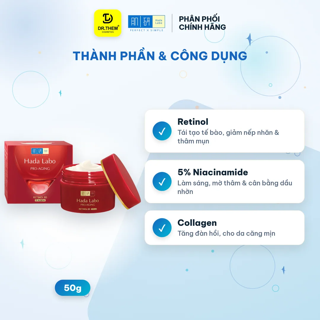 Kem Dưỡng Hada Labo Pro-Aging Retinol B3 Cream Hỗ Trợ Cải Thiện Lão Hóa Mờ Nếp Nhăn Săn Chắc Da 50g 8