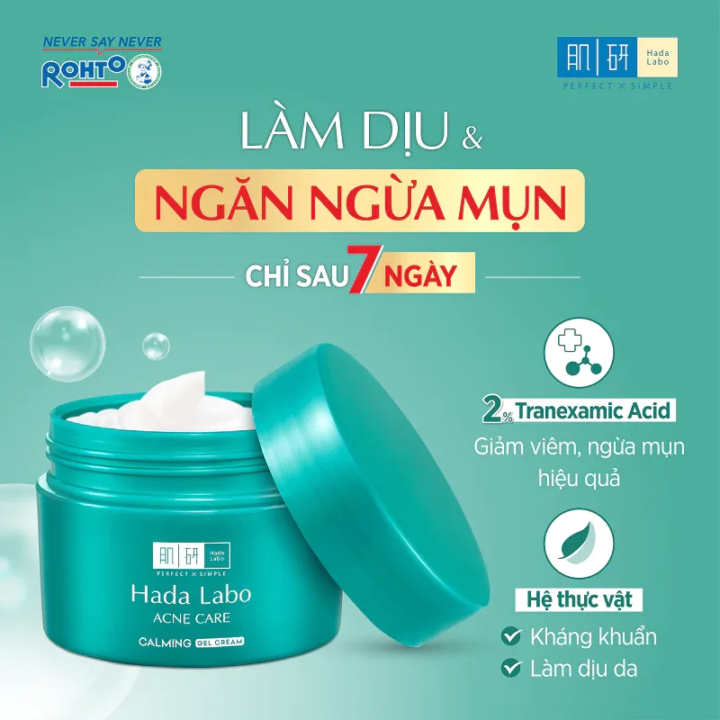 Gel Dưỡng Ẩm Hada Labo Acne Care Calming Gel Cream Ngừa Mụn Làm Dịu Cấp Ẩm Cho Da Mụn Da Nhạy Cảm 50g 3