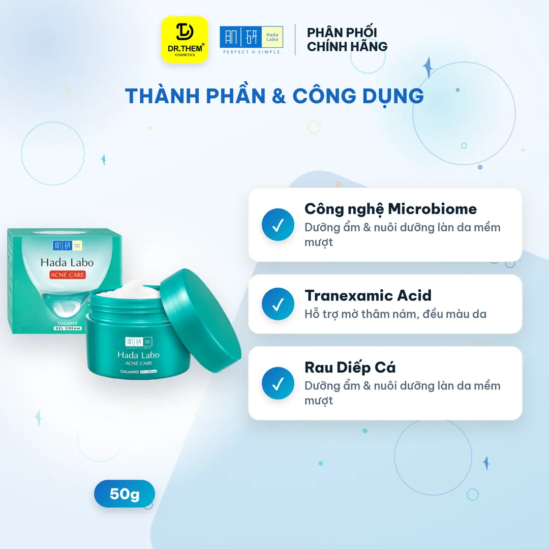 Gel Dưỡng Ẩm Hada Labo Acne Care Calming Gel Cream Ngừa Mụn Làm Dịu Cấp Ẩm Cho Da Mụn Da Nhạy Cảm 50g 7