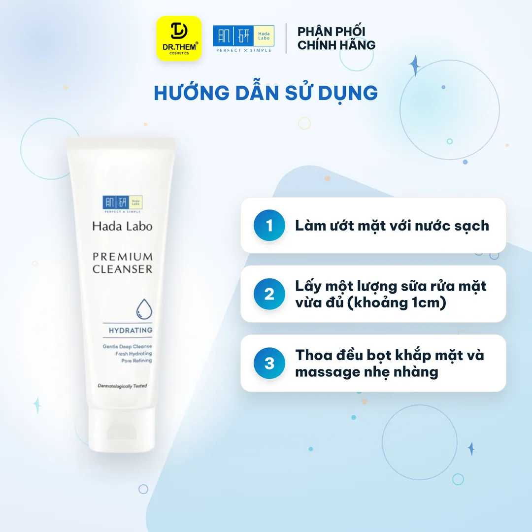Sữa Rửa Mặt Hada Labo Premium Cleanser Hydrating Dưỡng Ẩm Cao Cấp 6 Loại HA & 5 Loại AHA Làm Sạch Sâu 100g 7