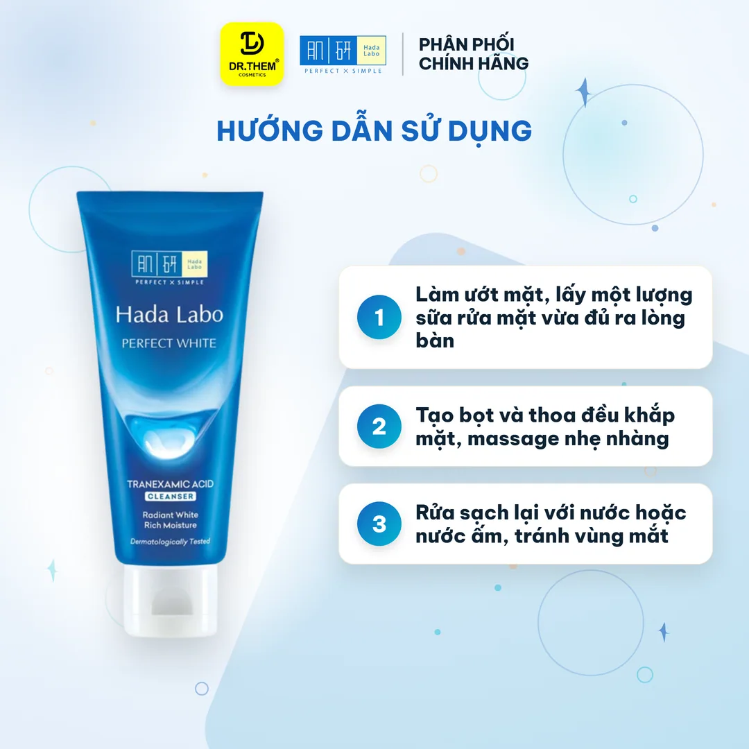 Sữa Rửa Mặt Hada Labo Perfect White Tranexamic Acid Dưỡng Sáng Hỗ Trợ Làm Mờ Thâm Sạm Cho Mọi Loại Da 80g 5