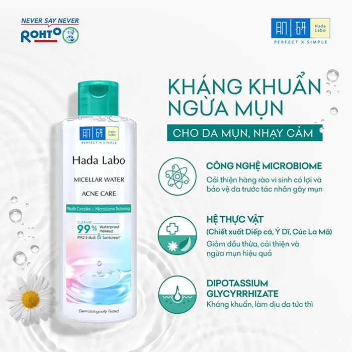 Nước Tẩy Trang Hada Labo Micellar Water Acne Care Làm Sạch Sâu Hỗ Trợ Ngừa Mụn Cho Da Mụn Nhạy Cảm 240ml 2