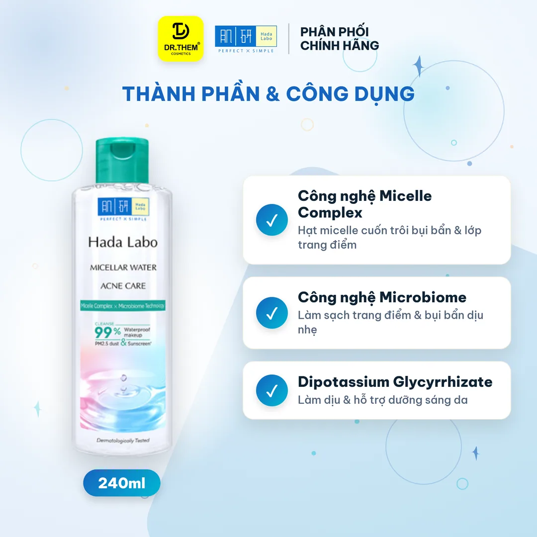 Nước Tẩy Trang Hada Labo Micellar Water Acne Care Làm Sạch Sâu Hỗ Trợ Ngừa Mụn Cho Da Mụn Nhạy Cảm 240ml 4