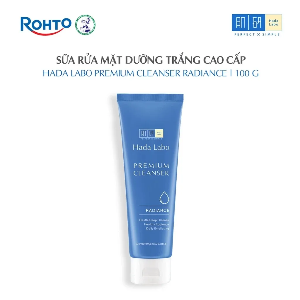 Sữa Rửa Mặt Hada Labo Premium Cleanser Radiance Dưỡng Sáng Cao Cấp Vitamin C B3 & Cám Gạo Cho Da Thâm Sạm 100g 2