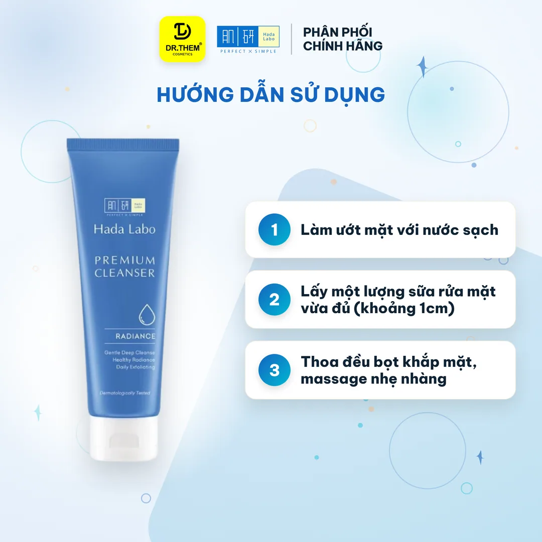 Sữa Rửa Mặt Hada Labo Premium Cleanser Radiance Dưỡng Sáng Cao Cấp Vitamin C B3 & Cám Gạo Cho Da Thâm Sạm 100g 7