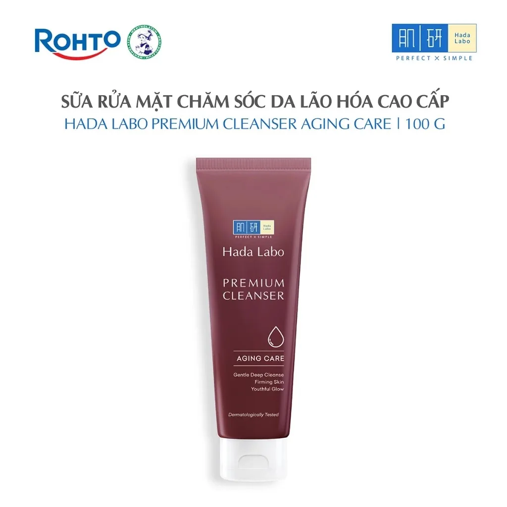 Sữa Rửa Mặt Hada Labo Premium Cleanser Aging Care Chăm Sóc Lão Hóa Soy Peptide & 3 Loại HA Săn Chắc Da 100g 3