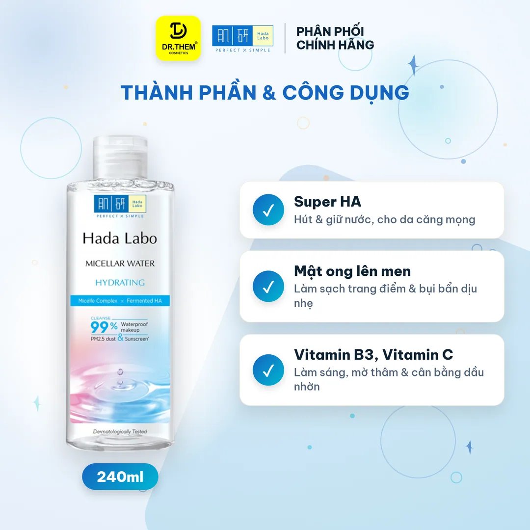 Nước Tẩy Trang Hada Labo Micellar Water Hydrating Làm Sạch Sâu Dưỡng Ẩm HA Cho Mọi Loại Da 240ml 4