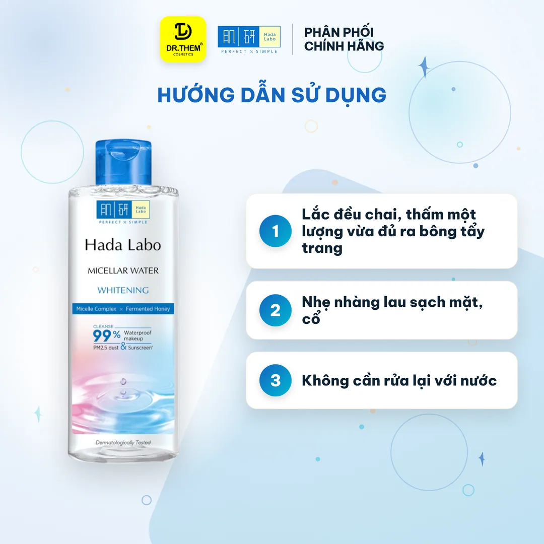 Nước Tẩy Trang Hada Labo Micellar Water Whitening Làm Sạch Sâu Dưỡng Trắng Đều Màu Cho Mọi Loại Da 240ml 5