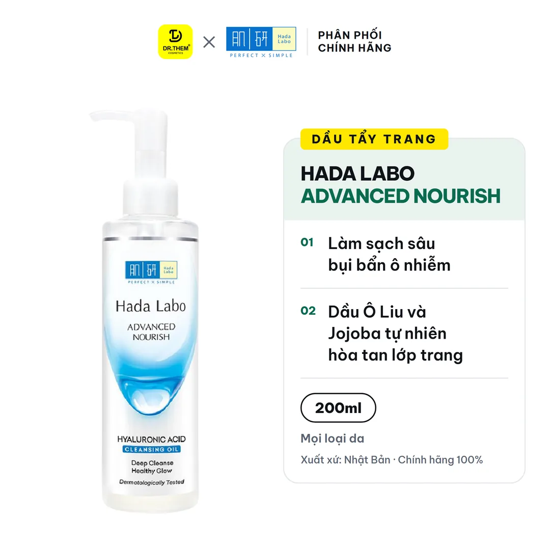 Dầu Tẩy Trang Hada Labo Advanced Nourish Cleansing Oil Làm Sạch Sâu Dưỡng Ẩm Dầu Ô Liu Và 4X HA 200ml