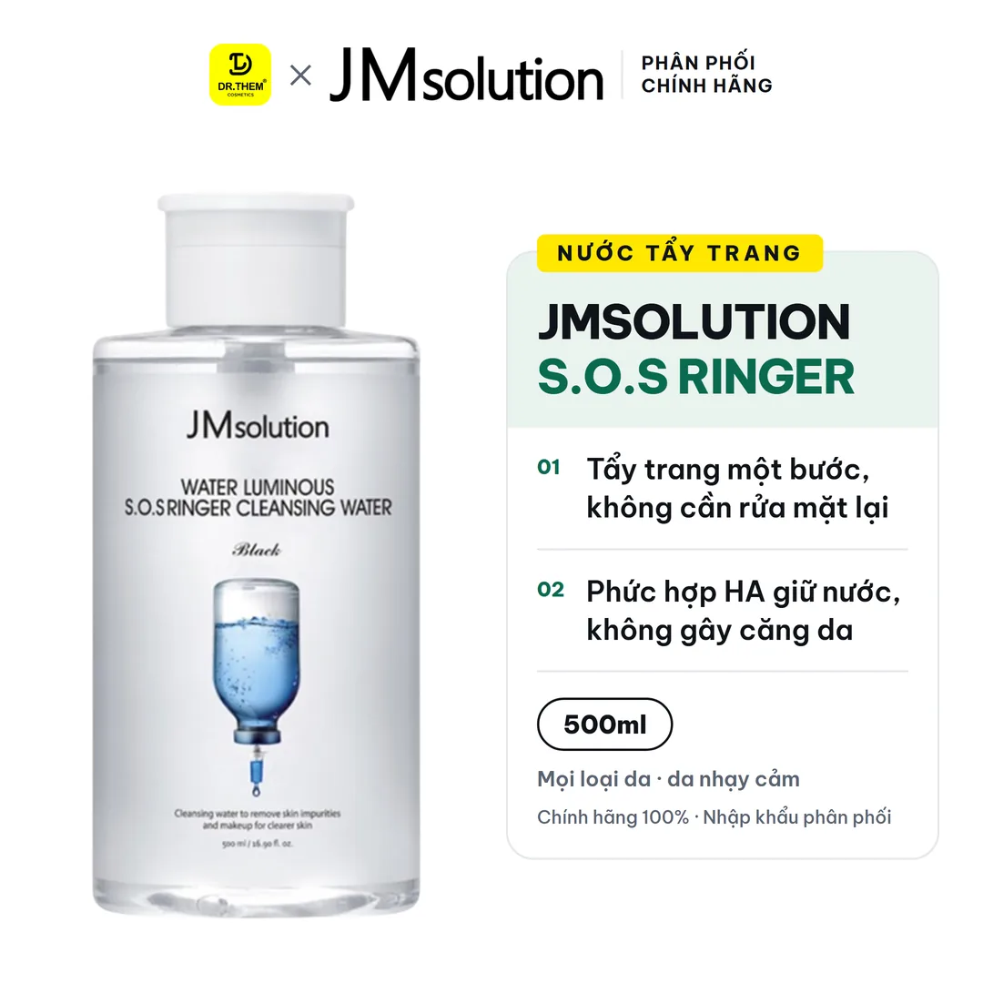 Nước Tẩy Trang JMsolution Water Luminous S.O.S Ringer Cleansing Water Black 500ml