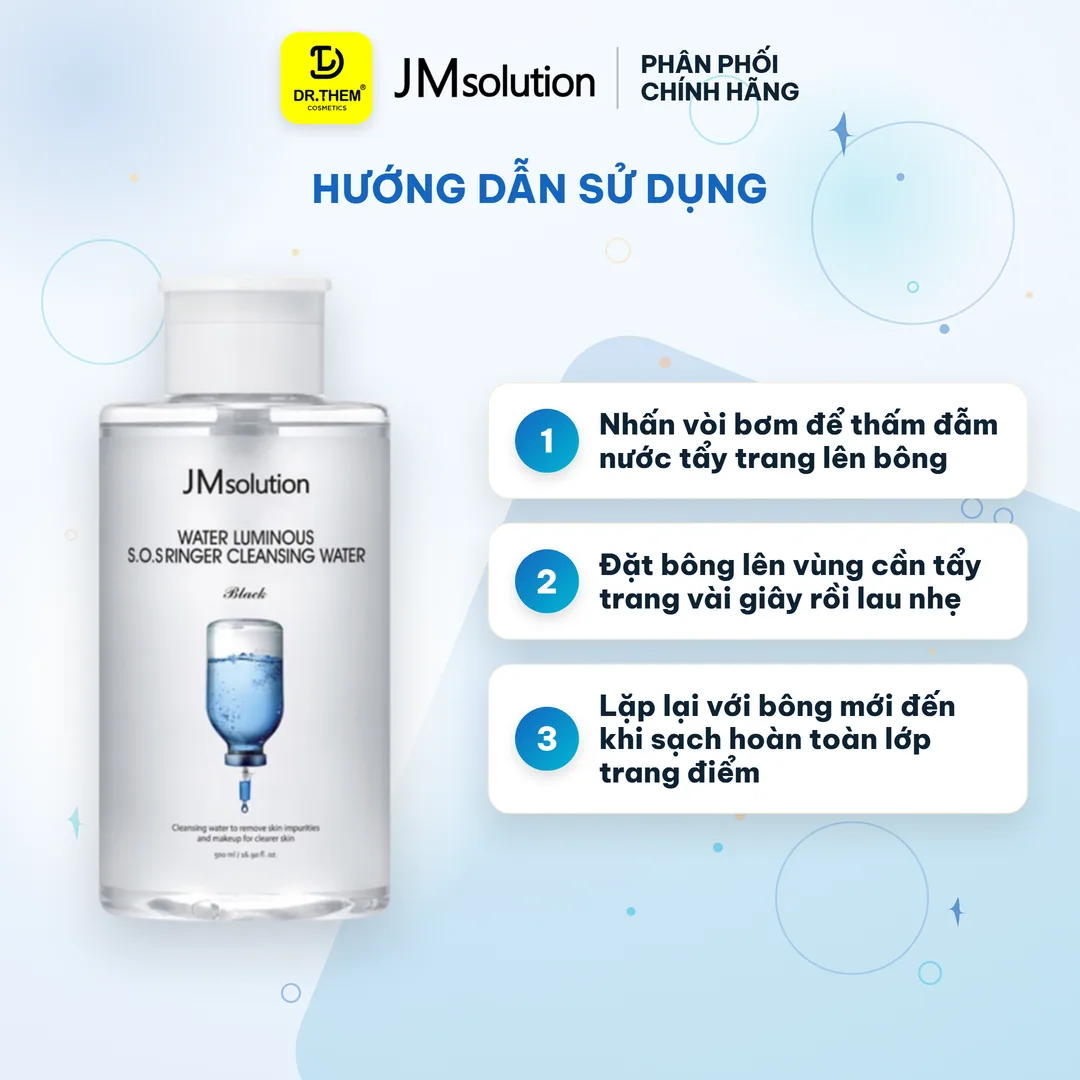 Nước Tẩy Trang JMsolution Water Luminous S.O.S Ringer Cleansing Water Black 500ml 3