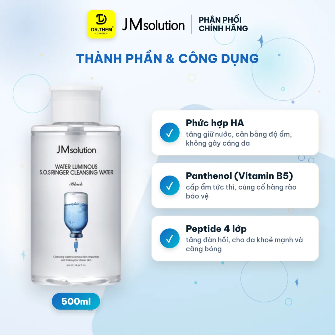 Nước Tẩy Trang JMsolution Water Luminous S.O.S Ringer Cleansing Water Black 500ml 2