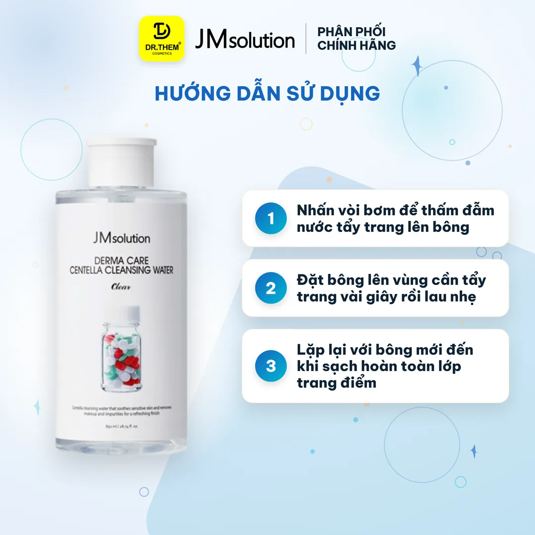 Nước Tẩy Trang JMsolution Derma Care Centella Cleansing Water Clear Rau Má 850ml 3