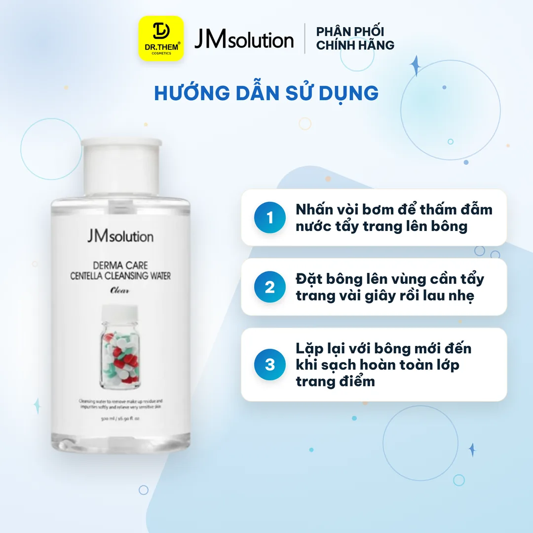 Nước Tẩy Trang JMsolution Derma Care Centella Cleansing Water Clear Rau Má 500ml 3
