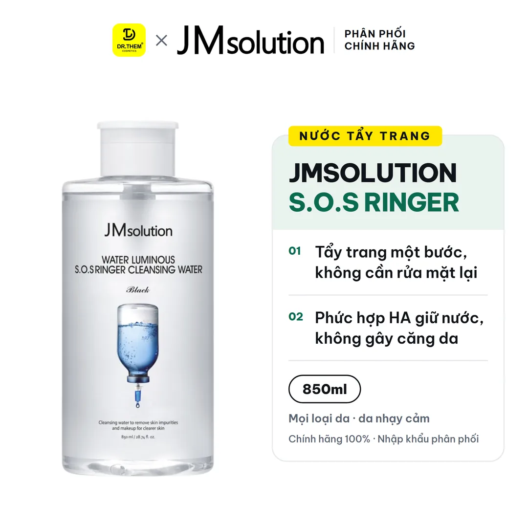 Nước Tẩy Trang JMsolution Water Luminous S.O.S Ringer Cleansing Water Black 850ml