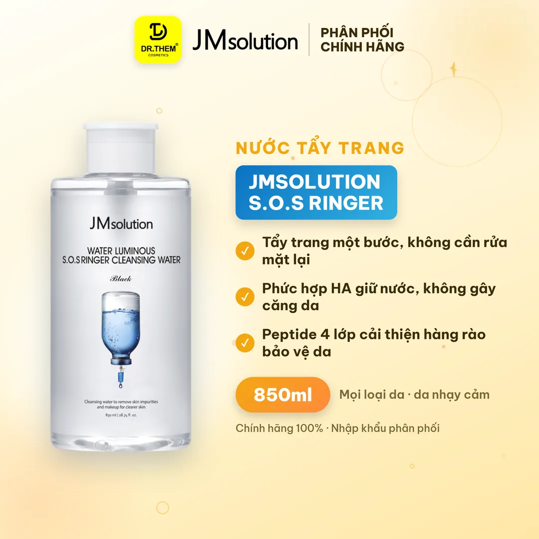 Nước Tẩy Trang JMsolution Water Luminous S.O.S Ringer Cleansing Water Black 850ml