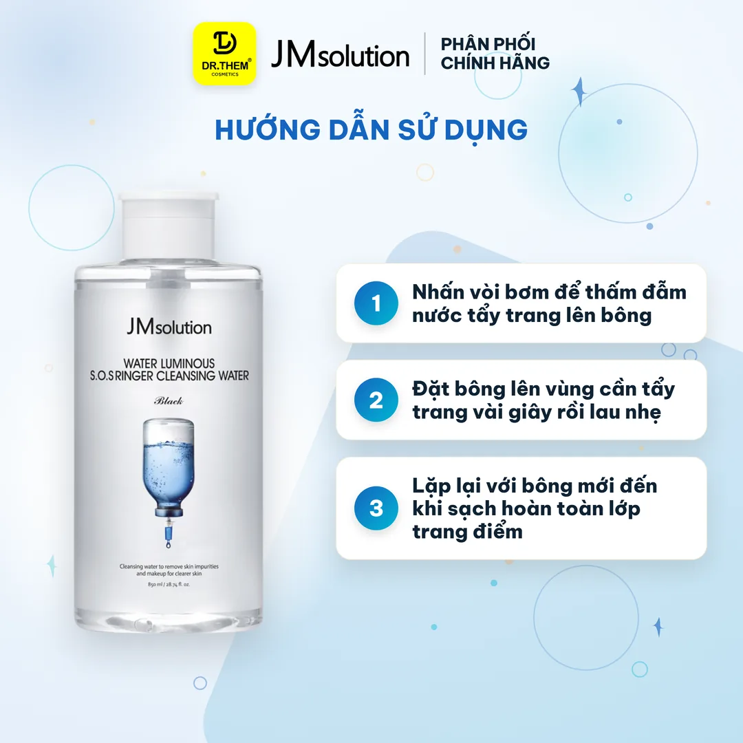 Nước Tẩy Trang JMsolution Water Luminous S.O.S Ringer Cleansing Water Black 850ml 3