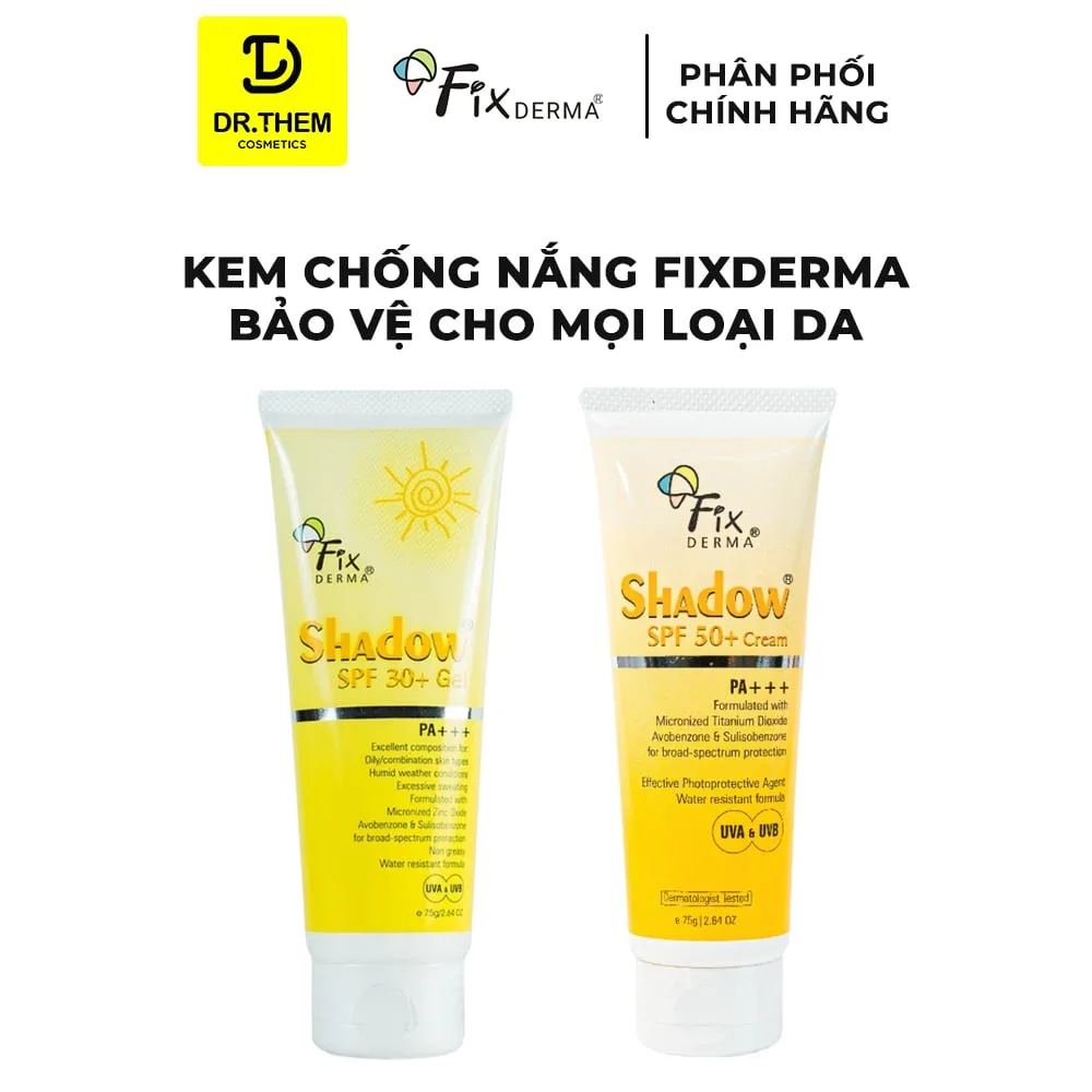 Kem Chống Nắng Fixderma Shadow Cream SPF30+ SPF50+ PA+++ Bảo Vệ Da Phổ Rộng Cho Mọi Loại Da 75g