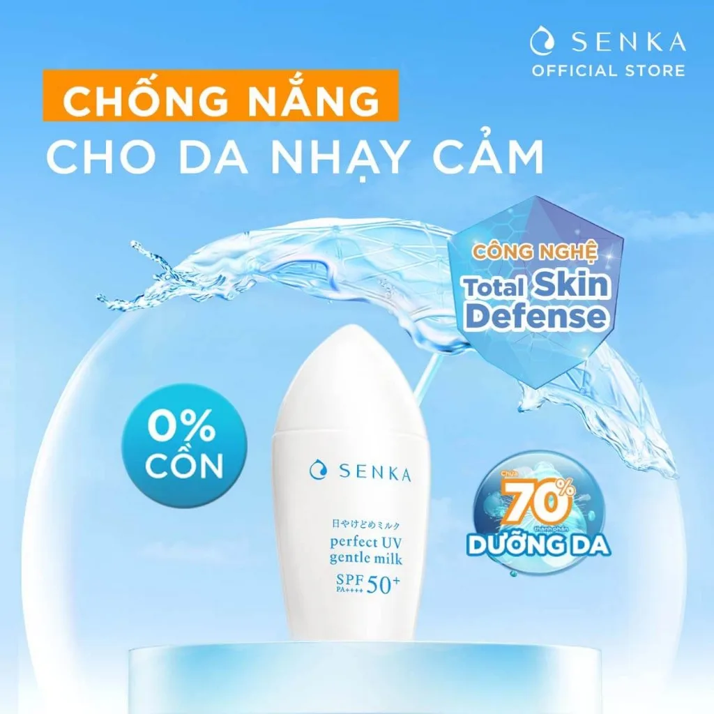 Kem Chống Nắng Senka Perfect UV SPF50+ PA++++ Bảo Vệ Da Kiềm Dầu Dưỡng Ẩm Nâng Tông 40ml 50ml 80ml 4