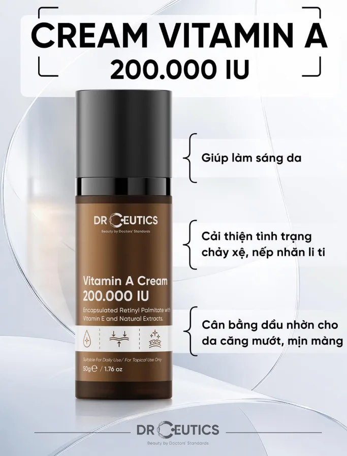 Kem Dưỡng DrCeutics Vitamin A Retinyl Palmitate Hỗ Trợ Trẻ Hóa Căng Mịn Da Cho Mọi Loại Da 35g 3