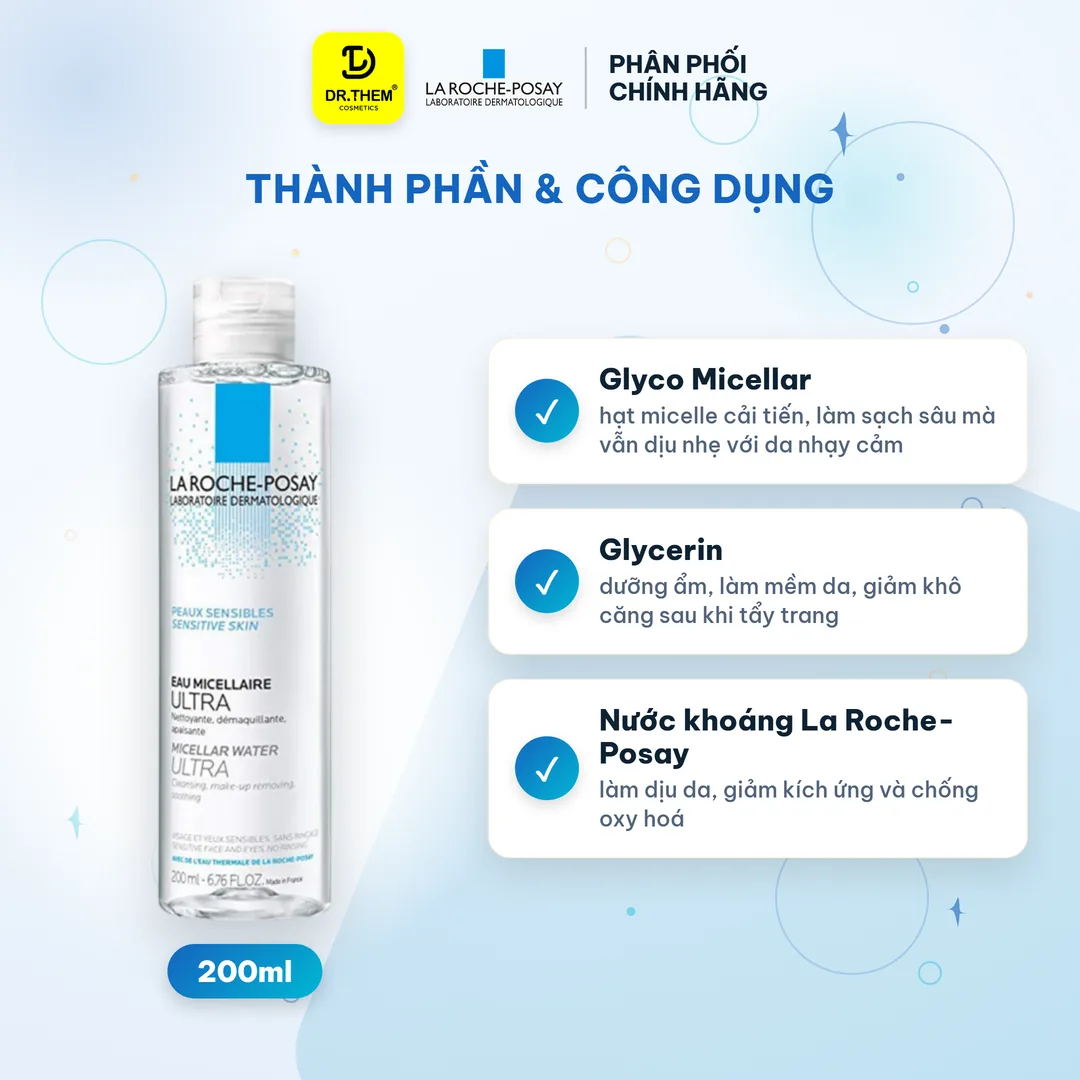 Nước Tẩy Trang La Roche-Posay Micellar Water Ultra Sensitive Cho Da Nhạy Cảm 200ml 2