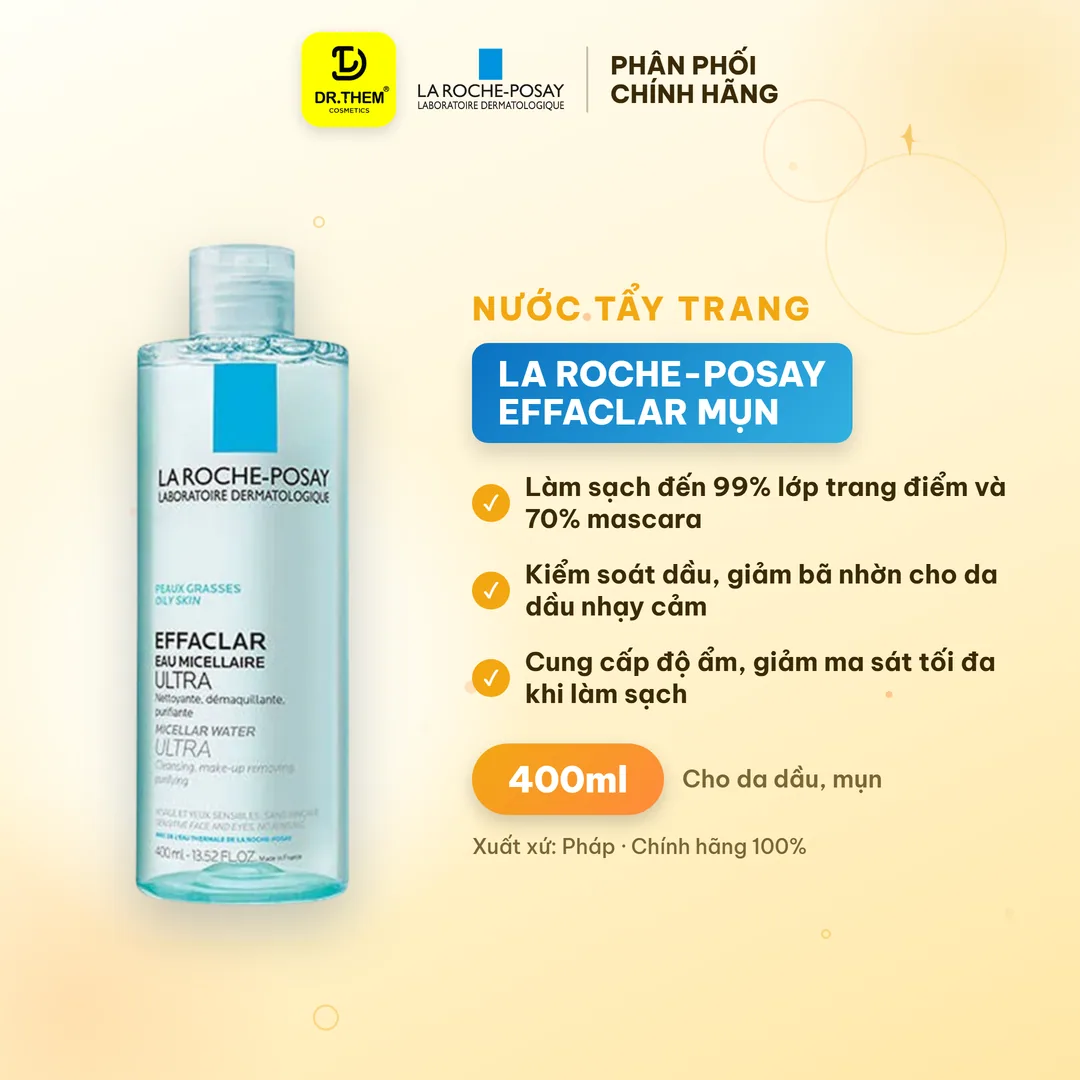 Nước Tẩy Trang La Roche Posay Micellar Water Ultra Effaclar Sensitive Làm Sạch Sâu Cho Da Dầu Mụn Da Nhạy Cảm 200ml 400ml 3