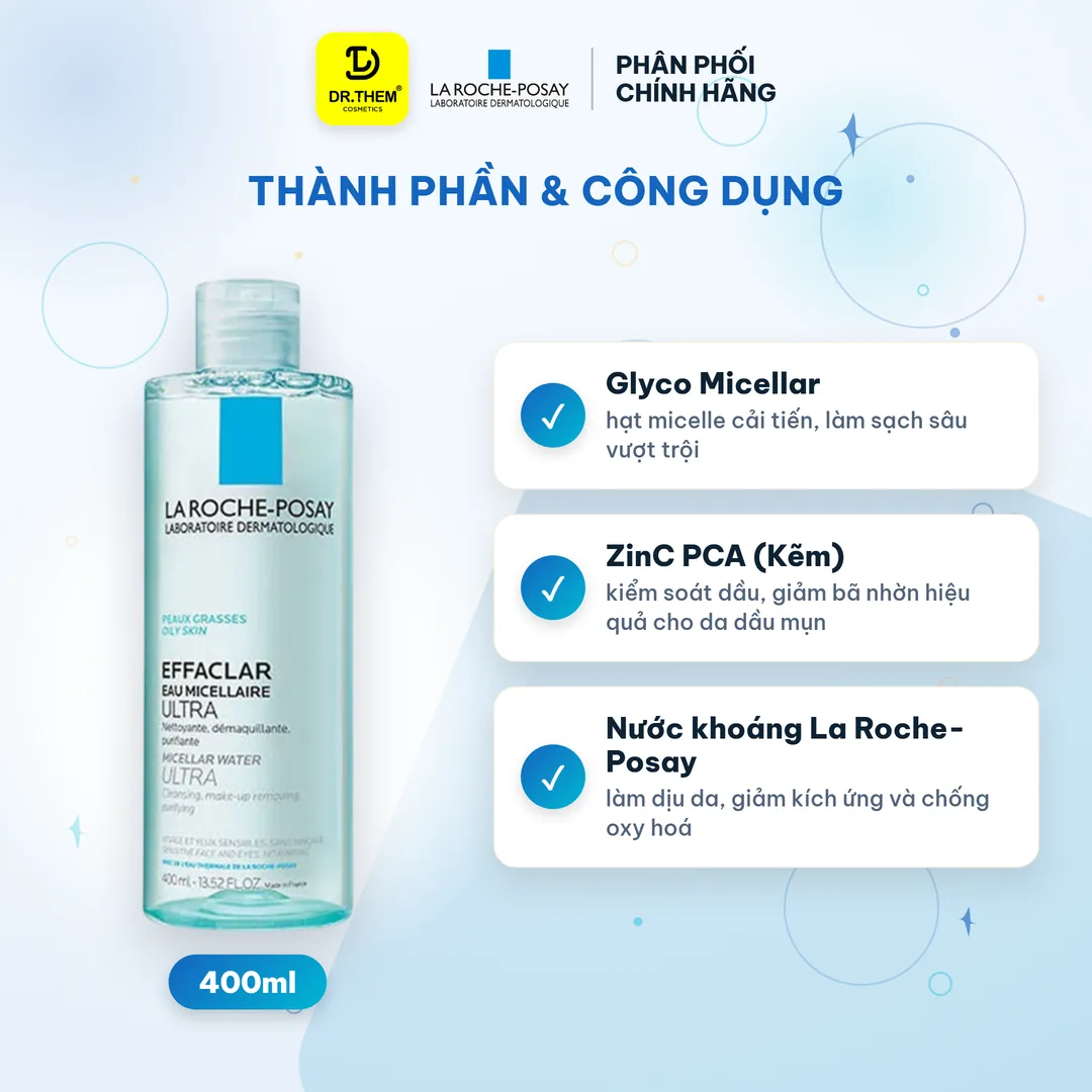 Nước Tẩy Trang La Roche-Posay Effaclar Micellar Water Cho Da Dầu Mụn 400ml 2