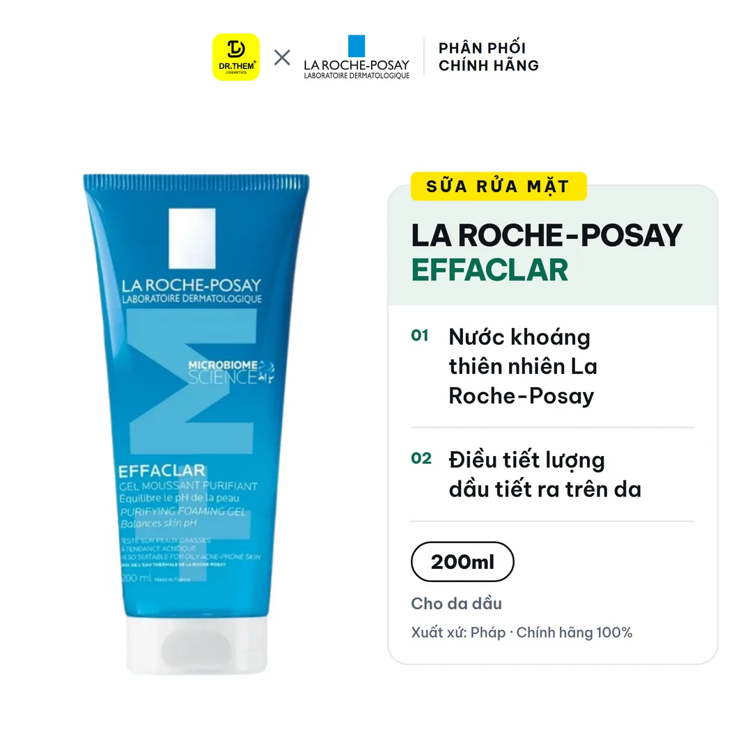 Sữa Rửa Mặt La Roche-Posay Effaclar Purifying Foaming Gel Dành Cho Da Dầu, Nhạy Cảm 200ml