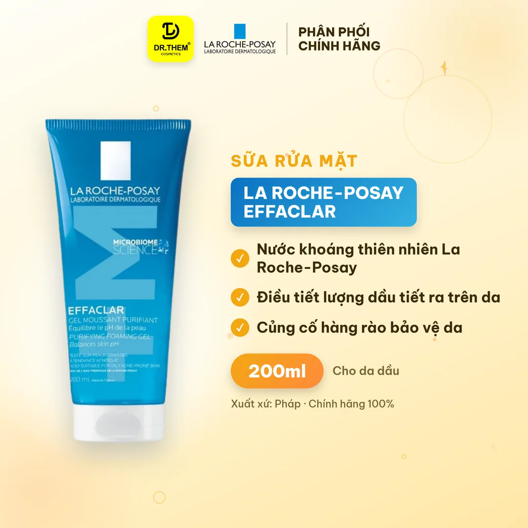 Sữa Rửa Mặt La Roche-Posay Effaclar Purifying Foaming Gel Dành Cho Da Dầu, Nhạy Cảm 200ml