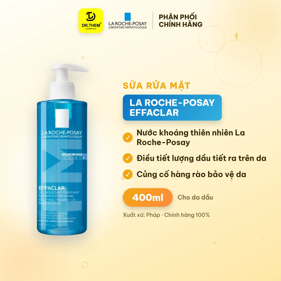 Sữa Rửa Mặt La Roche-Posay Effaclar Purifying Foaming Gel Dành Cho Da Dầu, Nhạy Cảm 400ml