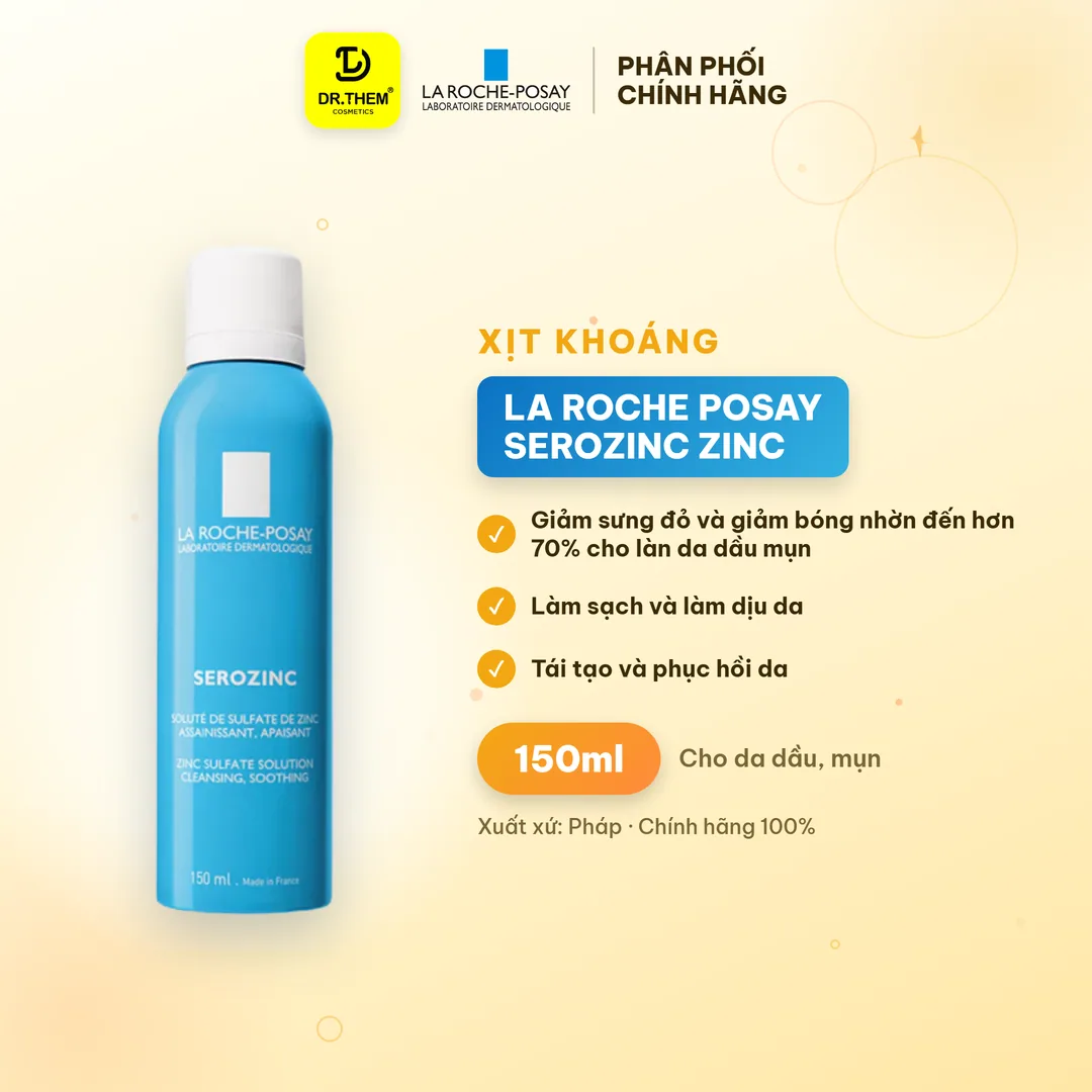 Xịt Khoáng La Roche Posay Serozinc Zinc Sulfate Solution Làm Sạch Và Dịu Da Cho Da Dầu Mụn 150ml