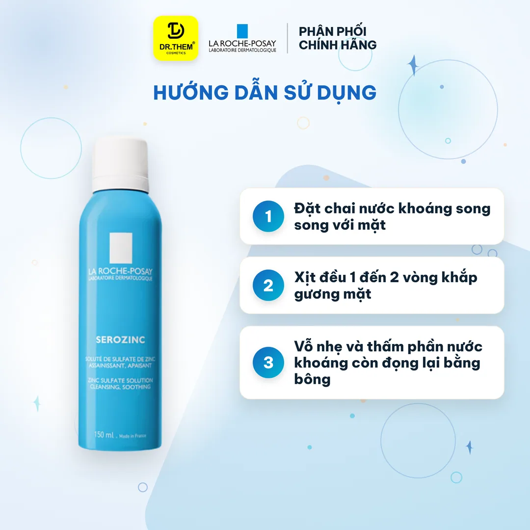 Xịt Khoáng La Roche Posay Serozinc Zinc Sulfate Solution Làm Sạch Và Dịu Da Cho Da Dầu Mụn 150ml 5