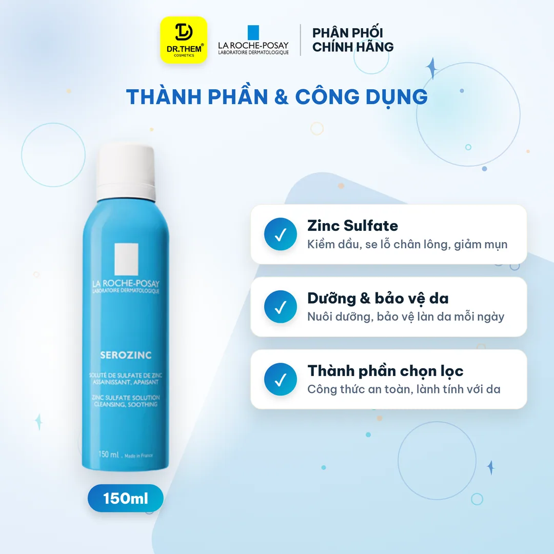 Xịt Khoáng La Roche Posay Serozinc Zinc Sulfate Solution Làm Sạch Và Dịu Da Cho Da Dầu Mụn 150ml 4
