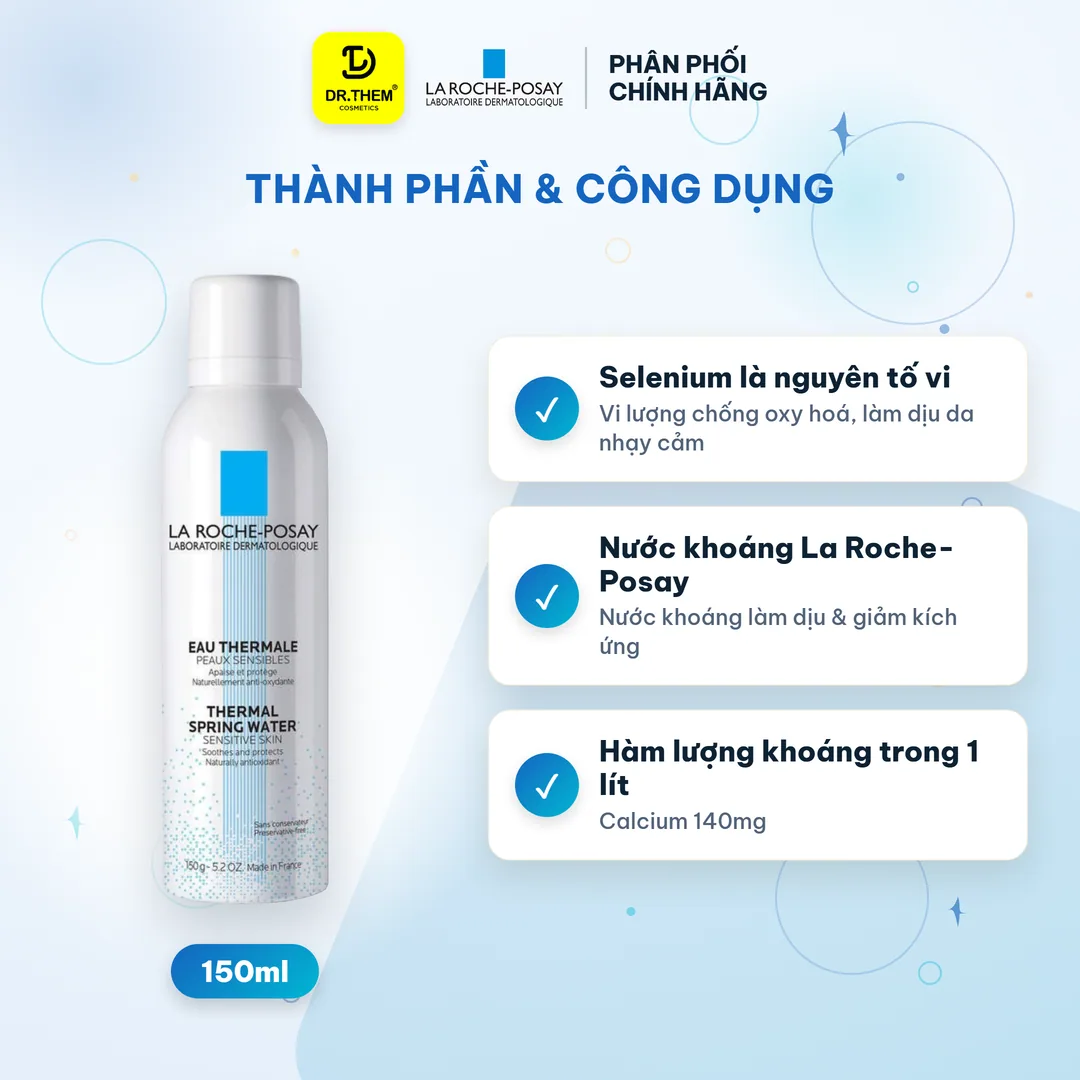 Xịt Khoáng La Roche Posay Thermal Spring Water Sensitive Skin Làm Dịu Và Bảo Vệ Da Nhạy Cảm 50ml 150ml 5