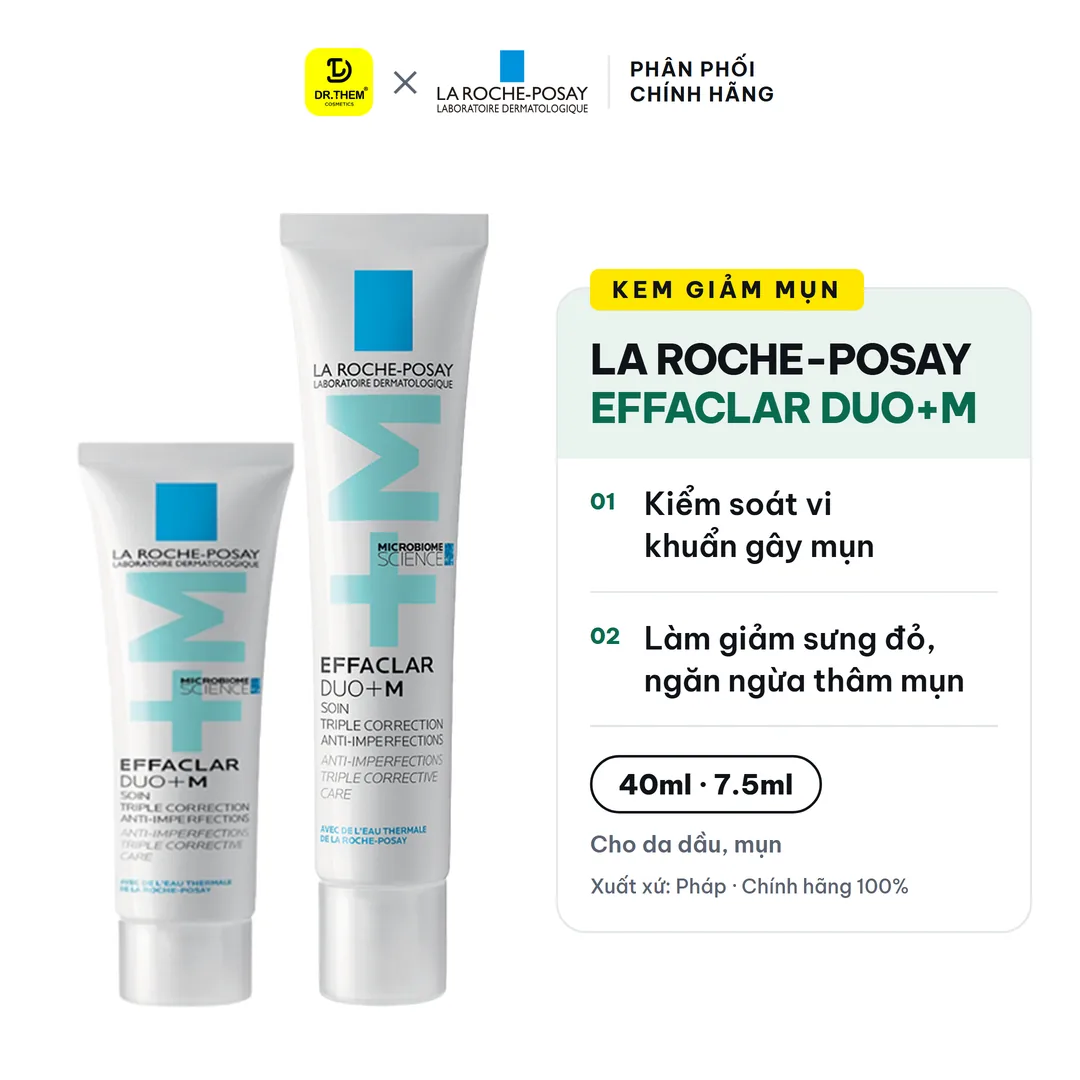 Kem Dưỡng La Roche-Posay Effaclar Duo+ M Hỗ Trợ Giảm Mụn Giảm Thâm Kiềm Dầu Cho Da Dầu Mụn 7.5ml/40ml