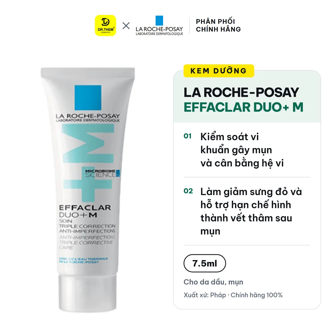 Kem Dưỡng La Roche-Posay Effaclar Duo+ M Hỗ Trợ Giảm Mụn Giảm Thâm Kiềm Dầu Cho Da Dầu Mụn 7.5ml