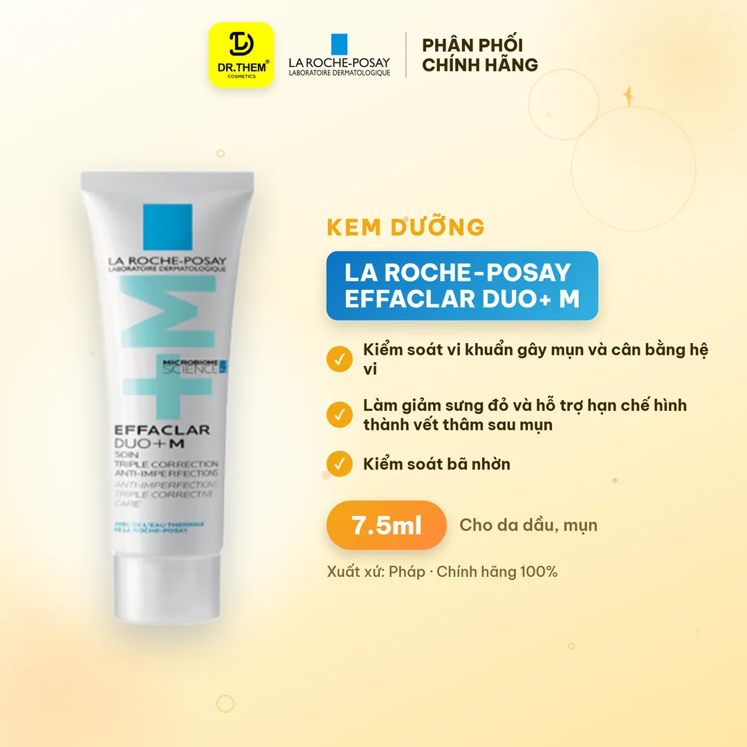 Kem Dưỡng La Roche-Posay Effaclar Duo+ M Hỗ Trợ Giảm Mụn Giảm Thâm Kiềm Dầu Cho Da Dầu Mụn 7.5ml