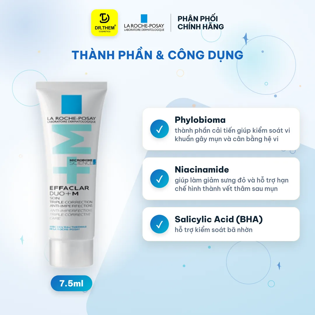 Kem Dưỡng La Roche-Posay Effaclar Duo+ M Hỗ Trợ Giảm Mụn Giảm Thâm Kiềm Dầu Cho Da Dầu Mụn 7.5ml 2