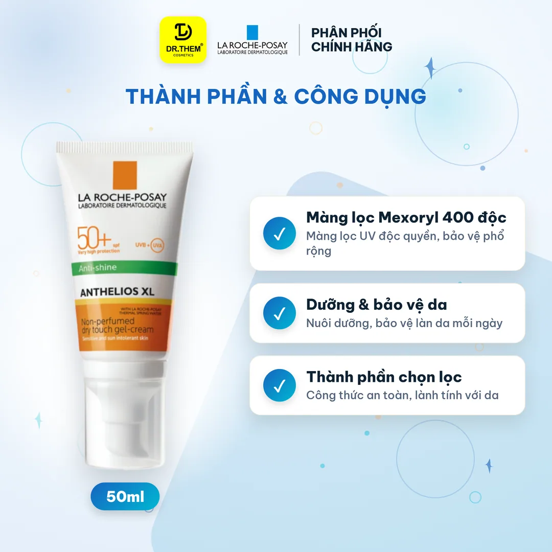 Kem Chống Nắng La Roche-Posay Anthelios UV Mune 400 Oil Control Gel-Cream SPF50+ PA++++ Nâng Tone Kiềm Dầu Cho Da Dầu 50ml 3