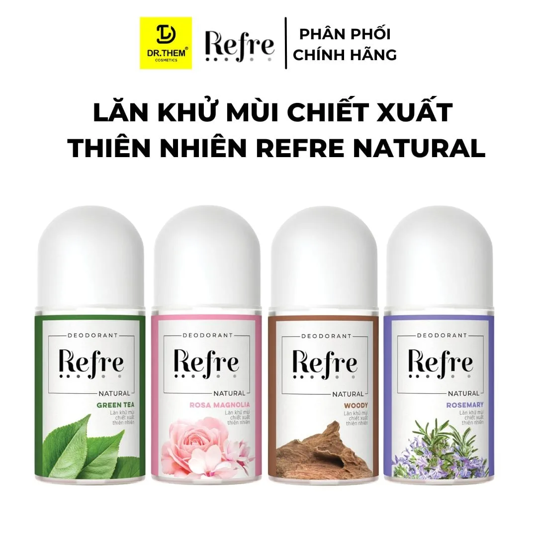 Lăn Khử Mùi Refre Natural Chiết Xuất Thiên Nhiên Khử Mùi Giảm Tiết Mồ Hôi 48H Dịu Nhẹ Không Cồn 40ml