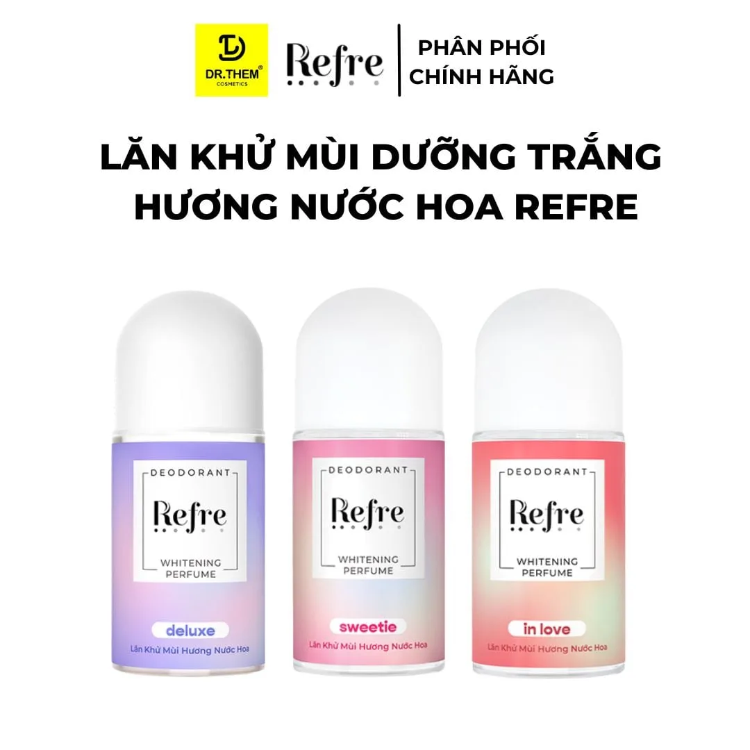 Lăn Khử Mùi Refre Whitening Perfume Hương Nước Hoa Khử Mùi Giảm Tiết Mồ Hôi Dưỡng Sáng Vùng Da Dưới Cánh Tay 40ml