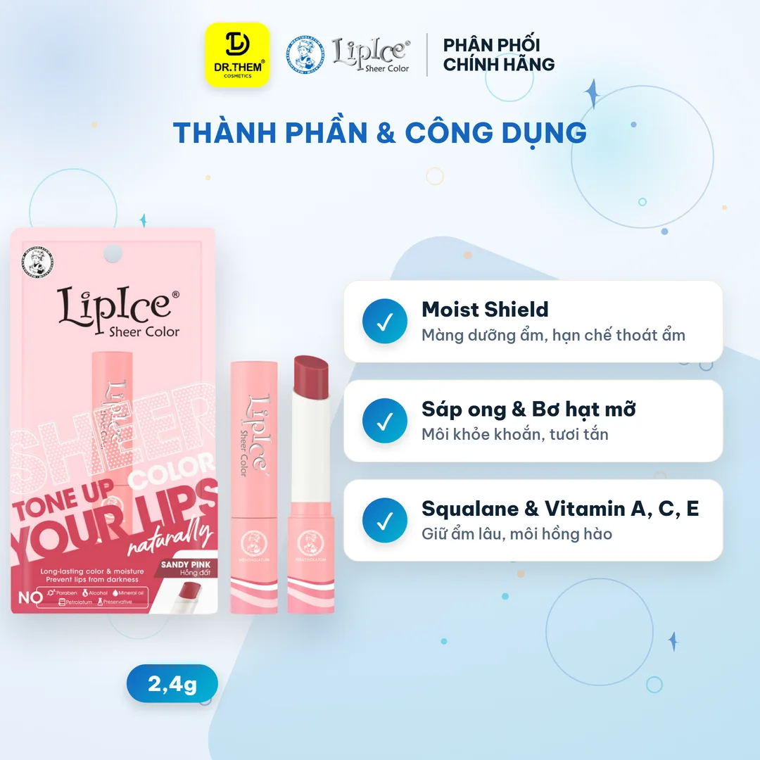 Son Dưỡng Môi Có Màu LipIce Sheer Color Sandy Pink Hồng Đất 2,4g – Giữ Ẩm Dài Lâu, Hiệu Chỉnh Sắc Môi Tự Nhiên 5