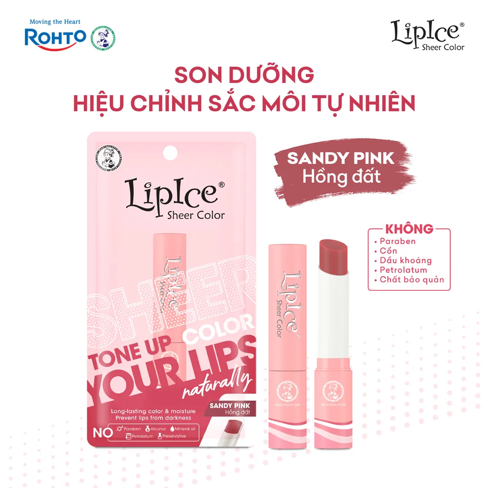 Son Dưỡng Môi Có Màu LipIce Sheer Color Sandy Pink Hồng Đất 2,4g – Giữ Ẩm Dài Lâu, Hiệu Chỉnh Sắc Môi Tự Nhiên 2