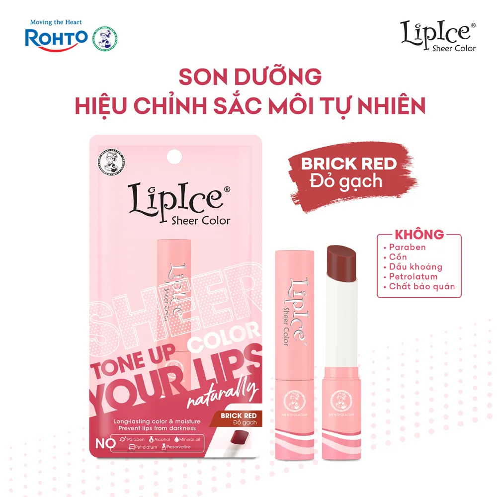 Son Dưỡng Môi Có Màu LipIce Sheer Color Brick Red Đỏ Gạch 2,4g – Giữ Ẩm Dài Lâu, Hiệu Chỉnh Sắc Môi Tự Nhiên 2