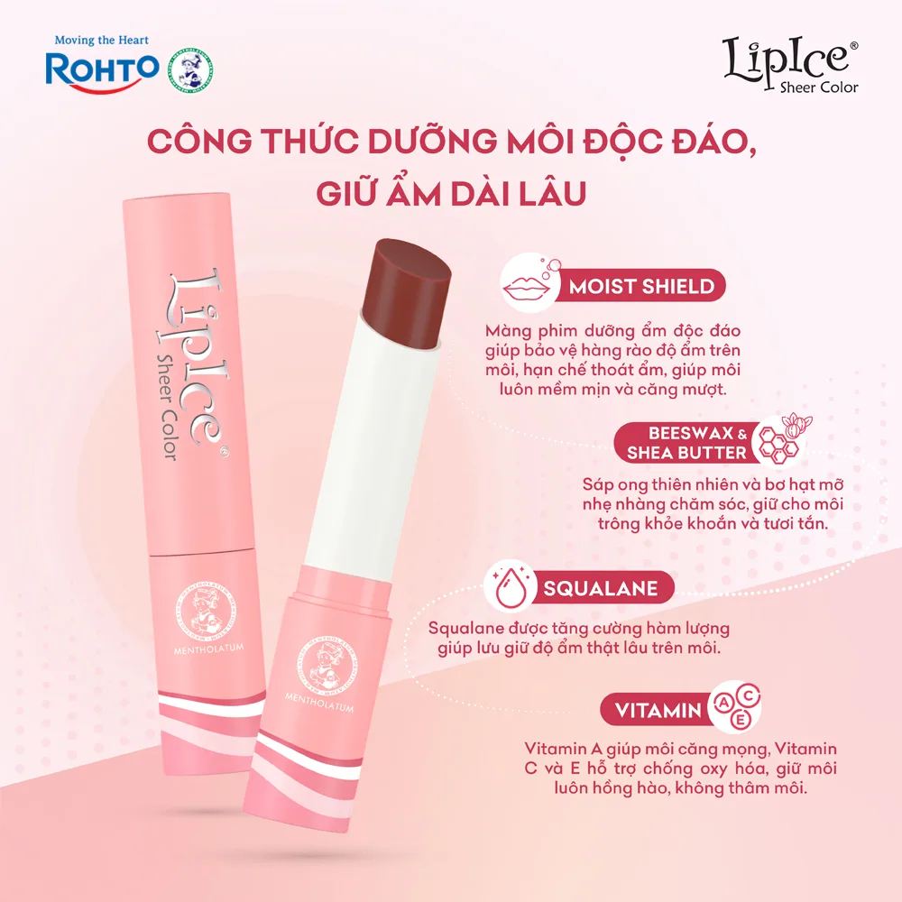 Son Dưỡng Môi Có Màu LipIce Sheer Color Brick Red Đỏ Gạch 2,4g – Giữ Ẩm Dài Lâu, Hiệu Chỉnh Sắc Môi Tự Nhiên 3