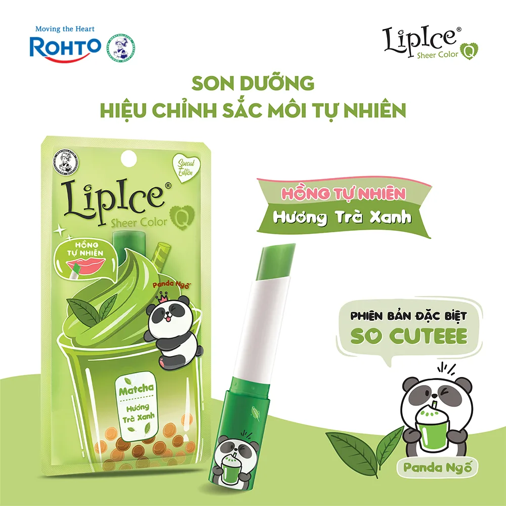Son Dưỡng Môi Có Màu LipIce Sheer Color Q Matcha 2,4g Hương Trà Xanh – Son Xanh Lên Môi Hồng Tự Nhiên – ảnh 1